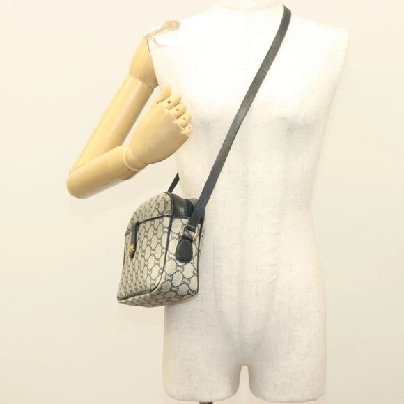 GUCCI GG Plus Supreme Shoulder Bag PVC Navy Gold Auth BA3799 - Picture 3 of 16